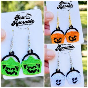 FSL Boo Bucket Earrings BUNDLE- Machine Embroidery - Digital Design -  Freestanding Lace