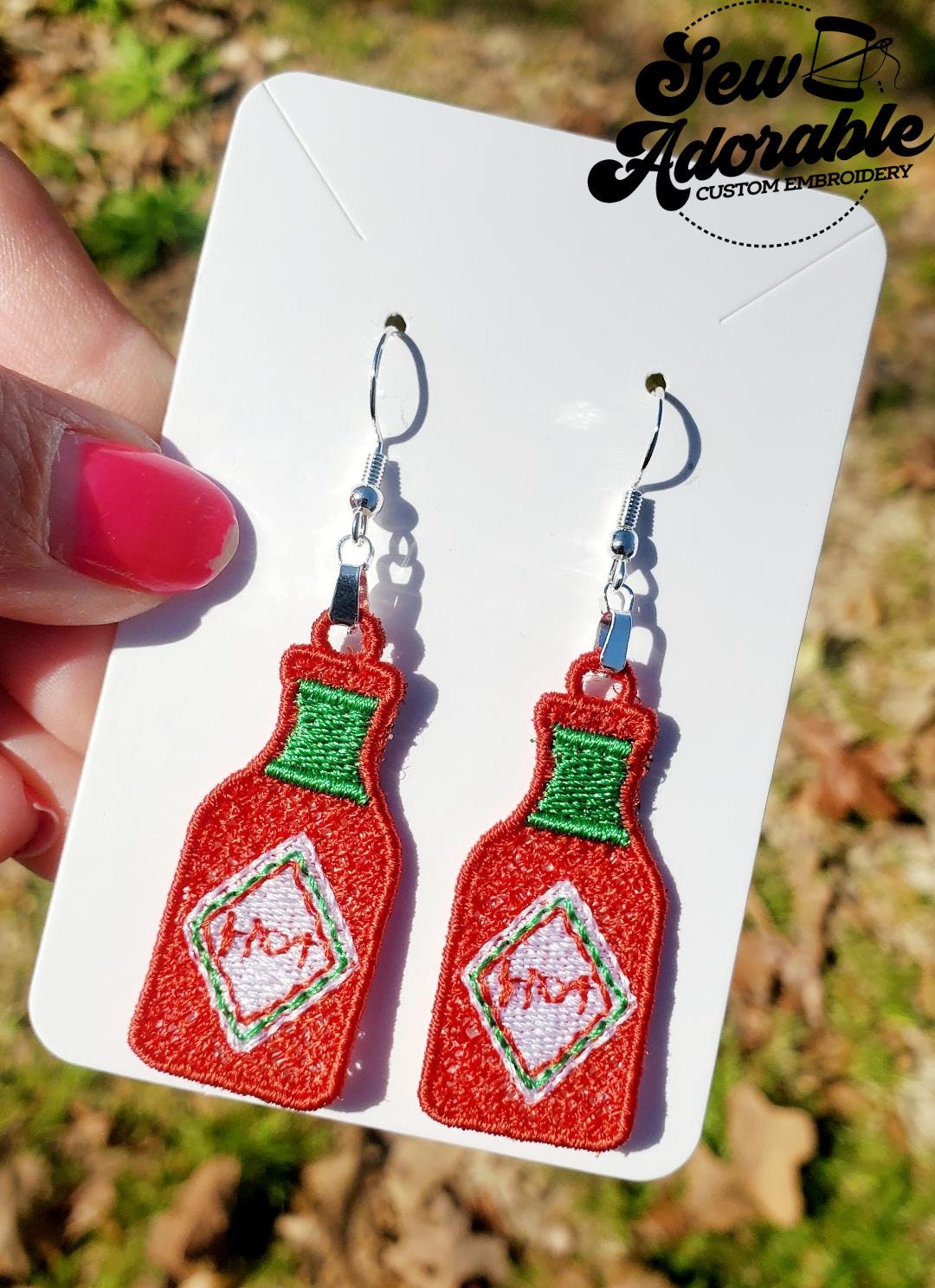 FSL Hot Sauce Earringslouisianadigital Designmachine Embroidery Etsy