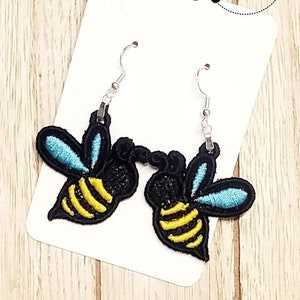 FSL Bee Earrings-Digital Design-Machine Embroidery