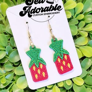 FSL Strawberry Candy Earrings - Machine Embroidery - Digital Design - Freestanding Lace