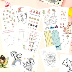 Fine motor skills exercises and puzzles for children - 24 pages of fairytale worksheets as digital download PDF A4