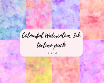 Watercolour Ink Textures clipart Watercolor Rainbow Wedding Bridal DIY Party Textures PNG