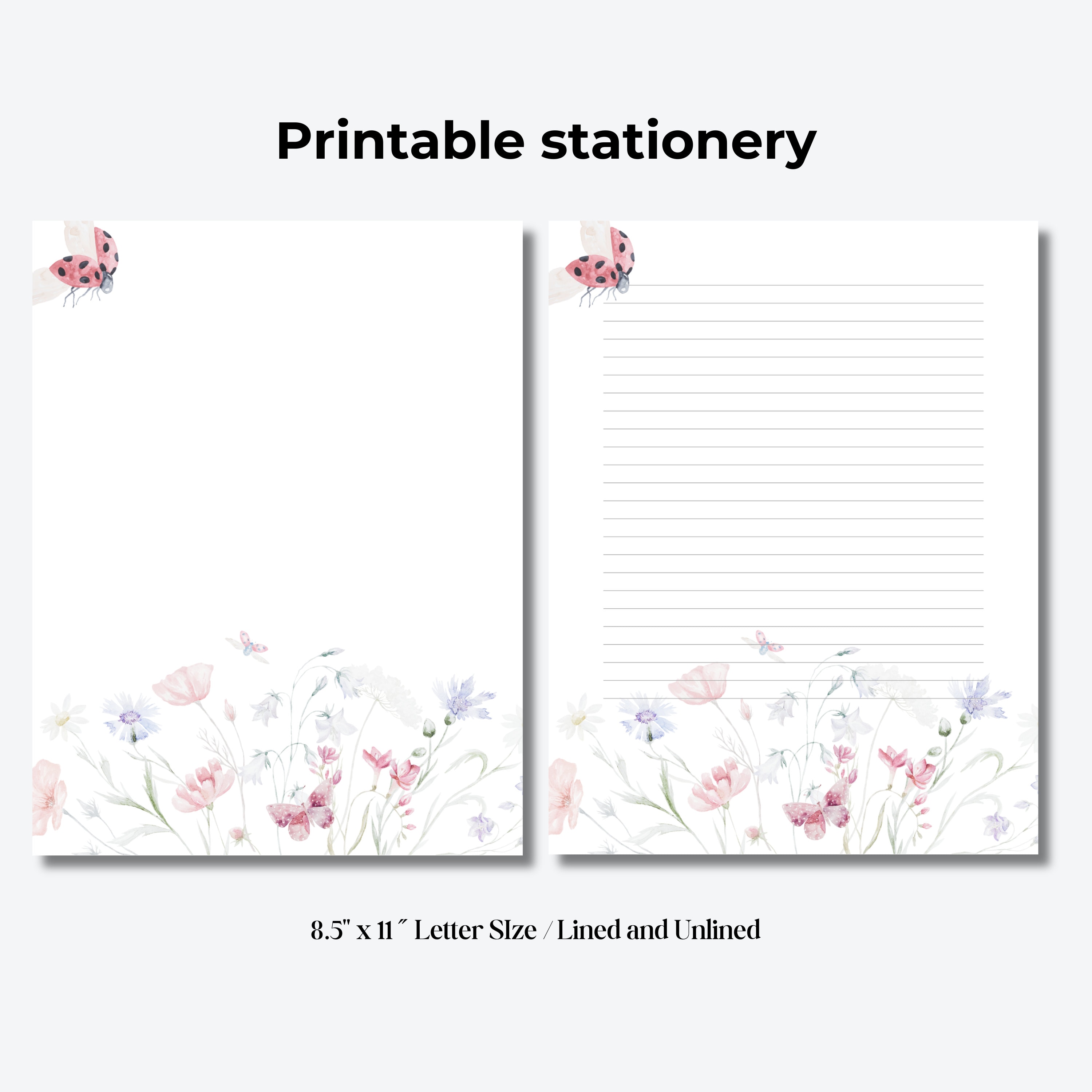 Botanical Letter Writing Paper: Floral Insect Stationery (printable) - Etsy