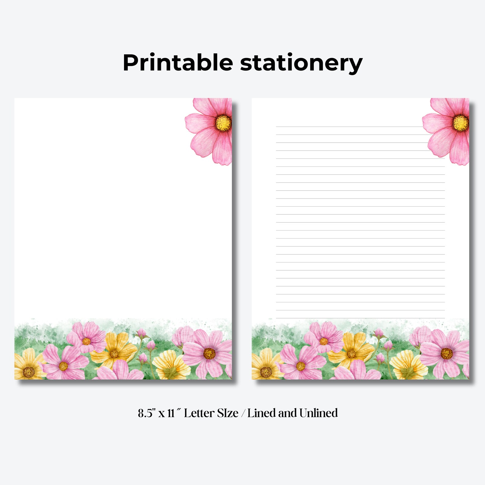 PRINTABLE Stationery, Printable Letter Writing Stationery Botanical Letter Writing Paper Notepad ...