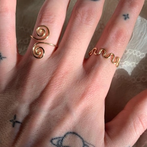 handmade squiggly and swirly unique wire wrapped rings-adjustable rings-Gold rings-Gold jewellery-handmade rings-hippy rings-minimal rings