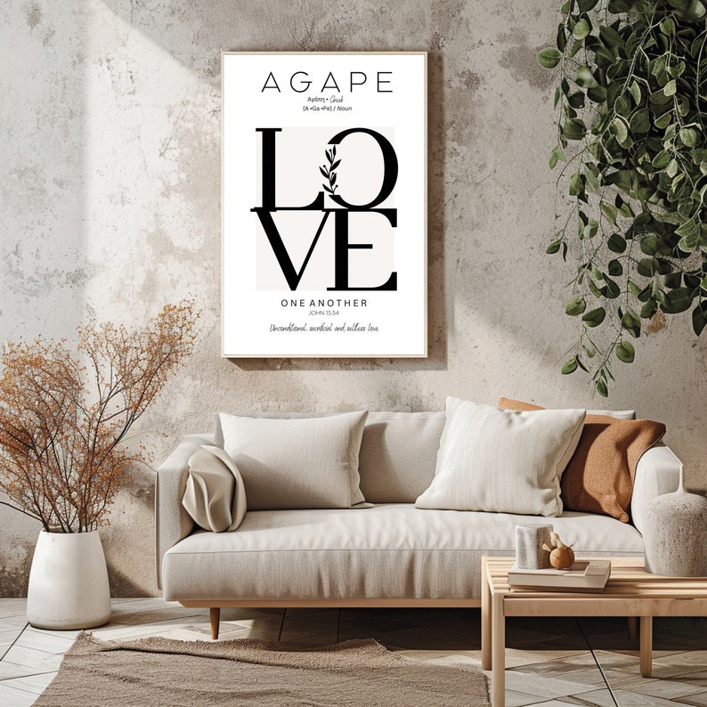 John 13 34, Agape Printable, Typography Digital Print, Christian ...