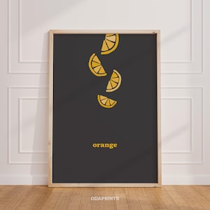 Orange Print Squeezy Wall Art Fruit Market Poster Funky Kitchen Decor Orange Fruit Poster Cute Orange Digital Art Citrus Room Minimal Fruit