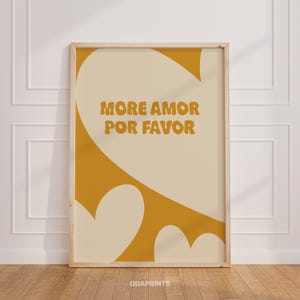 More Amor Por Favor Print, Valentine Day, Girly Wall Art, Spanish Love Quote, Affirmation Poster, Yellow Room, Digital Download, Gift Lovers