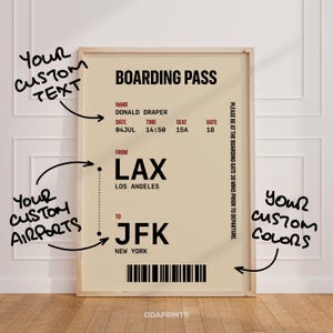 Benutzerdefinierte Bordkarte Drucken Flugticket Wandkunst Reise Erinnerung Geschenk Reiseliebhaber Sommer Urlaub Reise druckbare personalisierte Geschenke | Nr.167