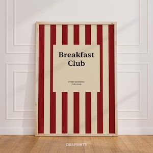 Breakfast Club Print, Food Trendy Retro Decor, Modern Kitchen Wall Art, Dinning Room Digital Download, Breakfast Lover Gift, Retro Diner Art