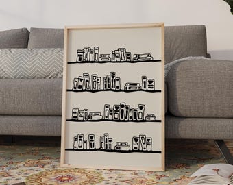 Minimalist Book Club Print: Bookish Reading Room Poster (Digital Download)