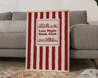 Late Night Book Club Print: Cozy Reading Room Decor (Digital Download)