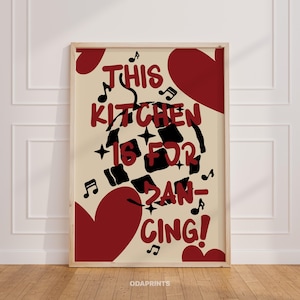 This Kitchen Is For Dancing Digital Print, Gift Music Lover, Dining Room Wall Art, Kitchen Disco, Retro Kitchen Printable, Restaurant Decor