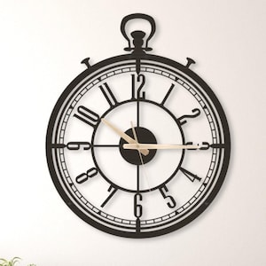 Large Antique Wall Clock,Latin Numeral Vintage Metal Wall Clock,  Modern Unique Wall Clock, , Gift for Father, Rustic Grandfather Wall Clock