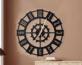 Ship Wheel Metal Wall Clock, Maritime Decor, Coastal Theme, Large Wall Clocks, Unique Wall Clocks, Silent Clock, Gift for Home or Office