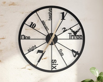 Modern Metal Wall Clock: Abstract Numerals, Silent Quartz Movement