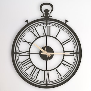 Rustik väggklocka med romerska siffror: Stor metall i antik stil