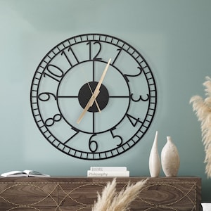 Simple Numeric Wall Clock, Simple Clock with Hand Color Option, Large Wall Clocks, Unique Wall Clocks, Silent Clock, Gift for Home or Office
