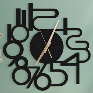 Abstract Numeric Modern Wall Clock, Modern Numeric Wall Clock, Large Wall Clock, Unique Wall Clock, Clocks for Gifts, Home and Office Decor