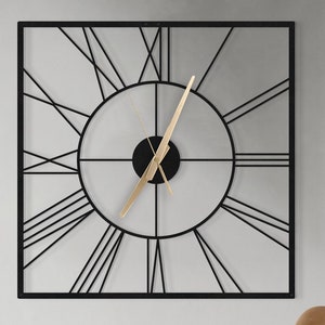 Square Metal Wall Clock: Silent Roman Numerals, Modern Office And Home Decor home gift