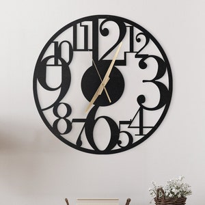 Modern Asymmetric Wall Clock with Various Hands, Large Wall Clock, Unique Wall Clock With Numbers, Silent Wall Clock, Home and Office Decor