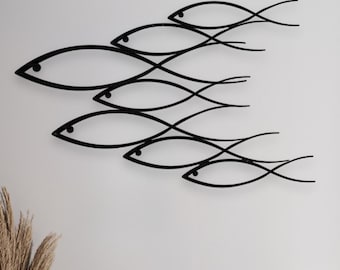 Minimalist Metal Fish Wall Art, Coastal Decor, Handmade