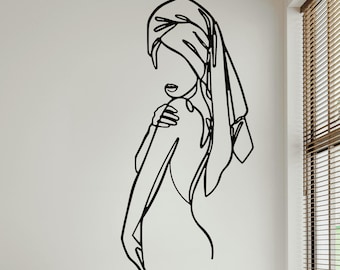 Minimalist Metal Woman Line Art: Modern Bathroom Wall Decor