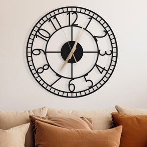 Metal Wall Clock with Numbers, Trendy Home Decor, Modern Wall Clock, Unique Wall Clock, Oversized Wall Clock, Large Wall Clock, Silent Clock
