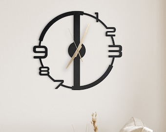 Asymmetric Numeric Wall Clock with Hand Color Option, Large Wall Clock, Unique Wall Clock With Numbers, Silent Wall Clock, Clocks for Gifts