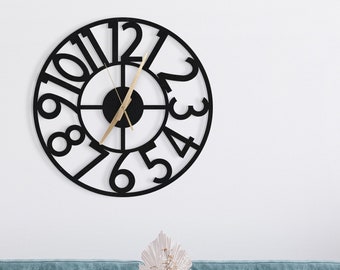 Metal Wall Clock With Numbers, Silent Wall Clock, Unique Numbers Wall Clock, Home Decor Wall Clock, Modern Wall Clock, Metal Wall Clock