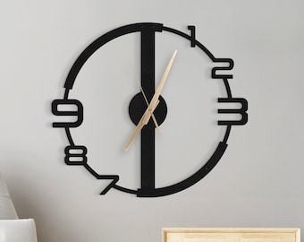 Asymmetric Metal Wall Clock: Modern Office Decor with Latin Numerals