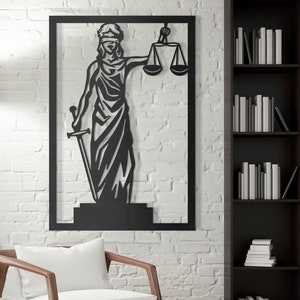 Lady Justice Metal Wall Art: Lawyer Office Decor