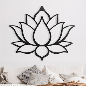 Lotus Flower Metal Wall Decor,Lotus Metal Sign Wall Hanging,Large Flower Wall Decor,Outdoor Housewarming Gift,Yoga Wall Decor
