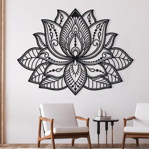 Metal Mandala Lotus Wall Art,Wall Decor Lotus Flower,Large Lotus Wall Art,Zen Decor,Yoga Spiritual Decor