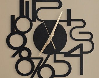 Abstracte Cijfer Wandklok – Moderne Metalen Kunst, Zwevend Ontwerp, Unieke Wandklok
