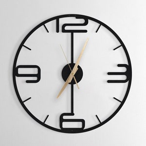 Oversized Metal Wall Clock: Handmade Latin Numerals, Modern Art