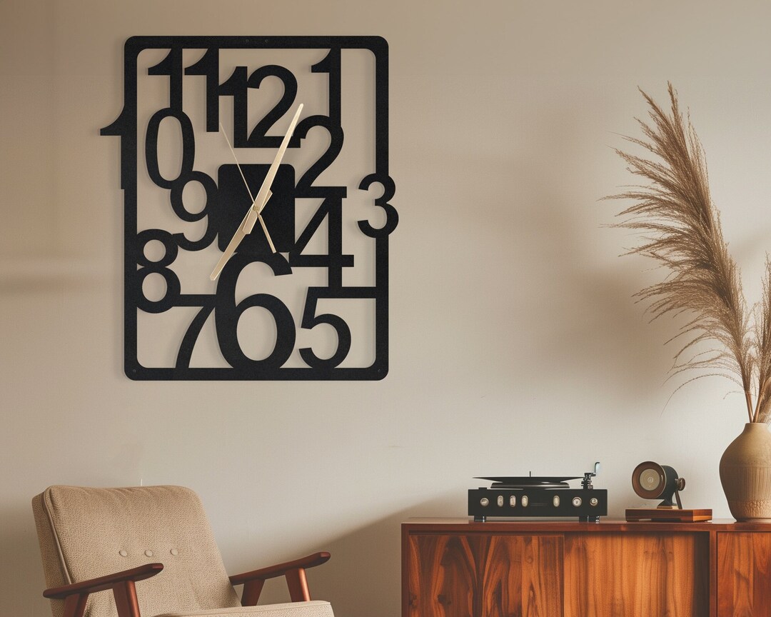 Asymmetric Metal Wall Clock With Latin Numerals - Etsy
