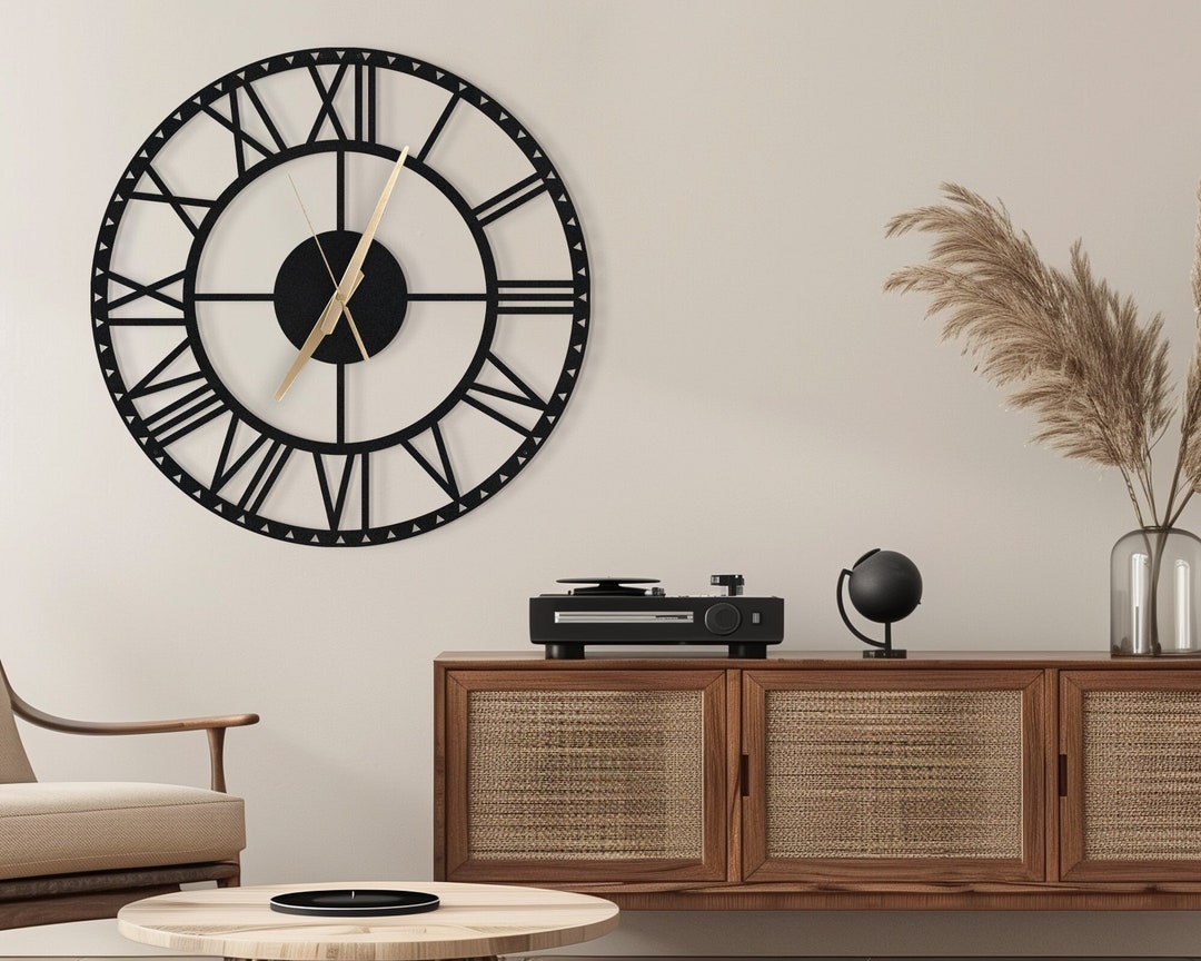 Large Metal Roman Numeral Wall Clock: Modern Minimalist Design - Etsy