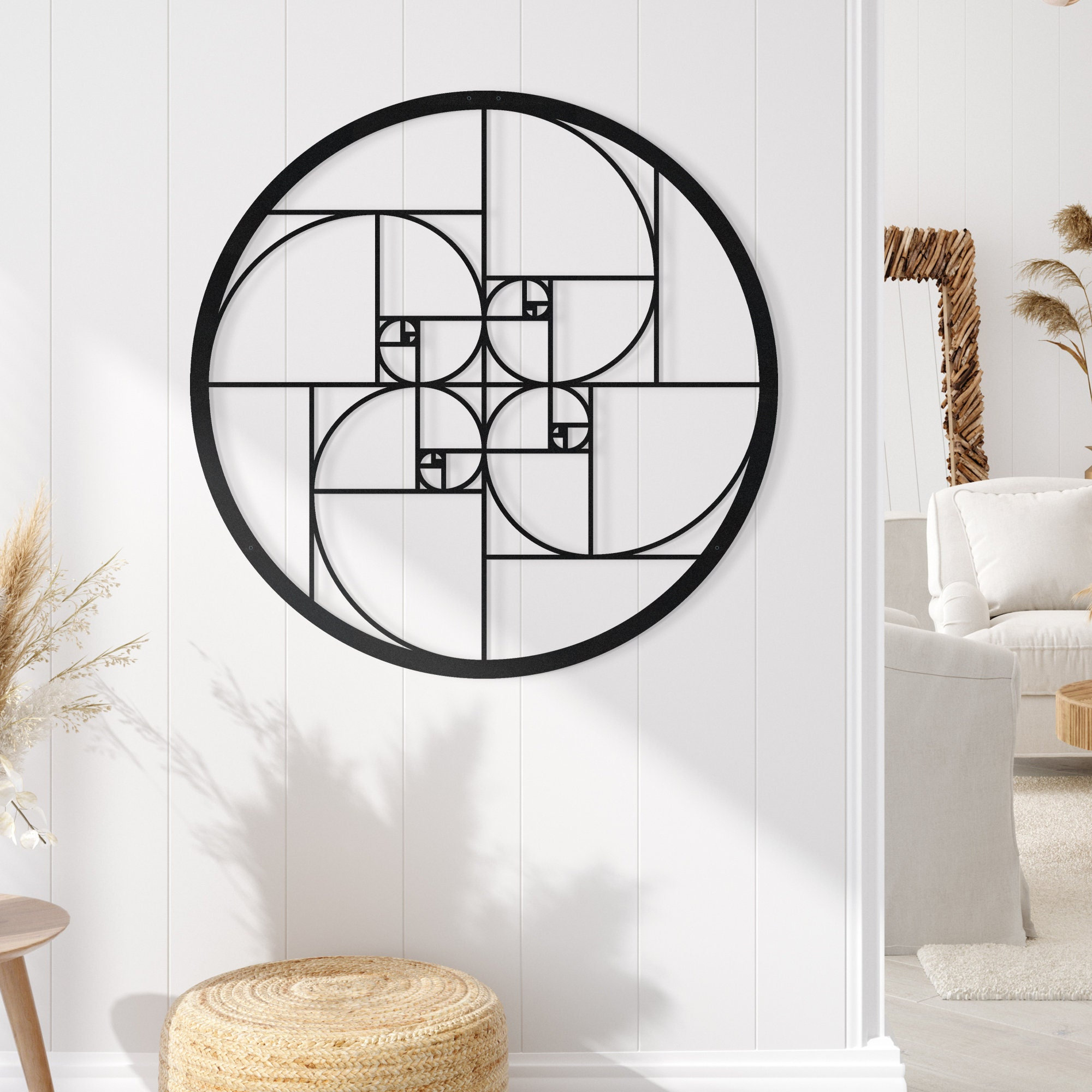 Golden Ratio Metall Wandkunst, Metall Housewarming Fibonacci Spirale Geschenk, Wohnkultur Wandbehang, große Golden Ratio Wanddekoration
