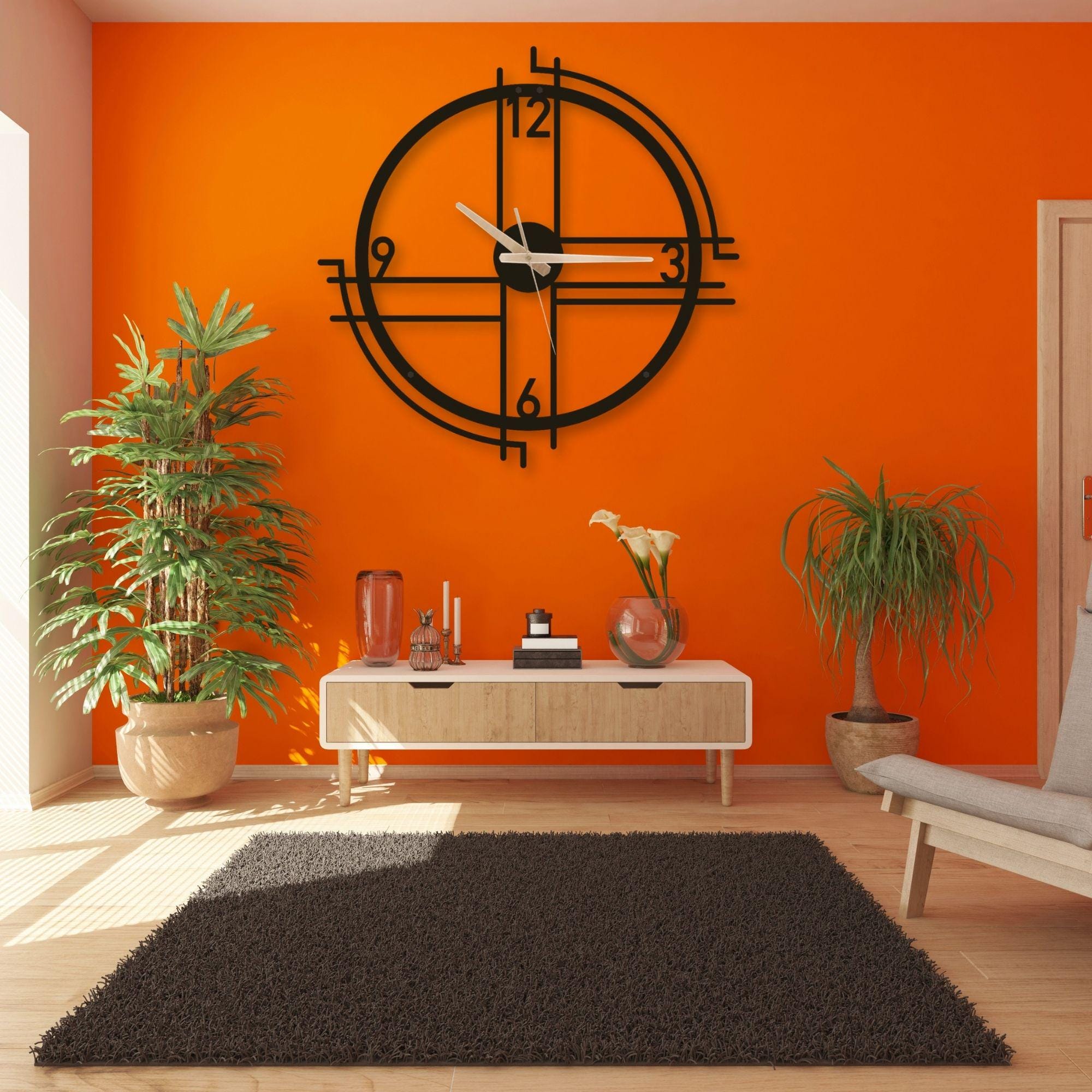 Minimalist Black Metal Wall Clock: Oversized Silent Art Decor - Etsy