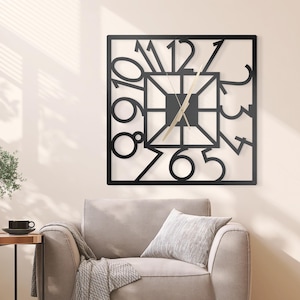 Square Clock, Square Wall Clock, Metal Wall Clock, Unique Wall Clock, Oversized Wall Clock, Clocks for Home Decor and Gifts, Clock Gifts