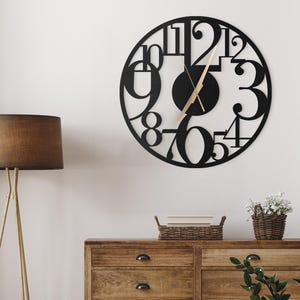 Modern Asymmetric Wall Clock with Various Hands, Large Wall Clock, Unique Wall Clock With Numbers, Silent Wall Clock, Home and Office Decor