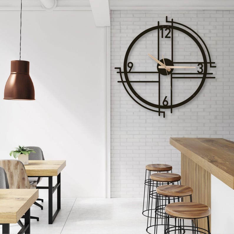 Intersecting Clock Minimalist Black Metal Wall Clock: Oversized Silent Art Decor - Etsy