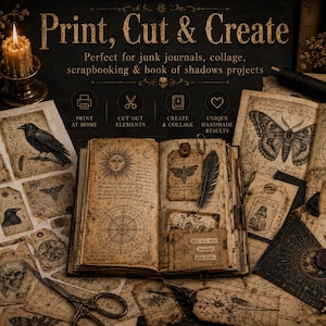 Forbidden Grimoire Junk Journal Kit: 89 Printable Files & Gothic Ephemera