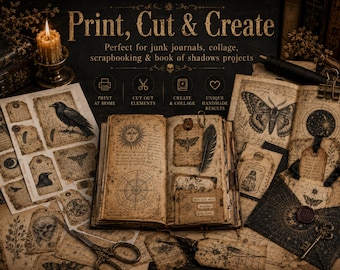 Forbidden Grimoire Junk Journal Kit: 89 Printable Files & Gothic Ephemera