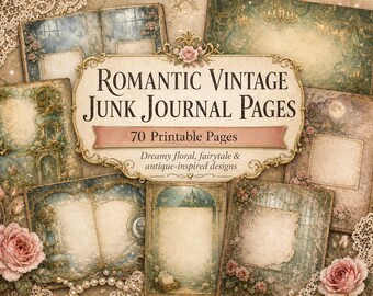 Fairytale Junk Journal Pages, Shabby chic paper, Printable vintage storybook, Instant download
