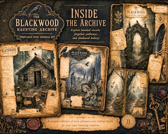 Blackwood Haunting Archive Printable Junk Journal Kit Gothic Ghost Ephemera Dark Victorian Digital Download