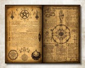 Printable Grimoire Pages, Occult Spellbook, 59 Pages + 40 Ephemera, Book of Shadows, PDF JPG