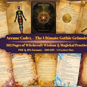 Witchcraft Grimoire & Book of Shadows 162 Pages, Gothic Style Witchcraft Book PDF, Wiccan, Pagan Spellbook for Beginners,  Advanced Witches