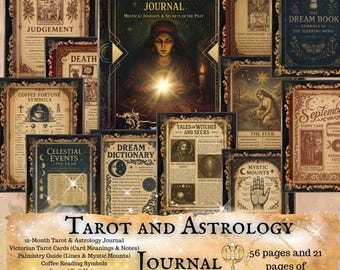 Victorian Fortune Teller Junk Journal Kit: Tarot & Astrology Ephemera (PDF Download)